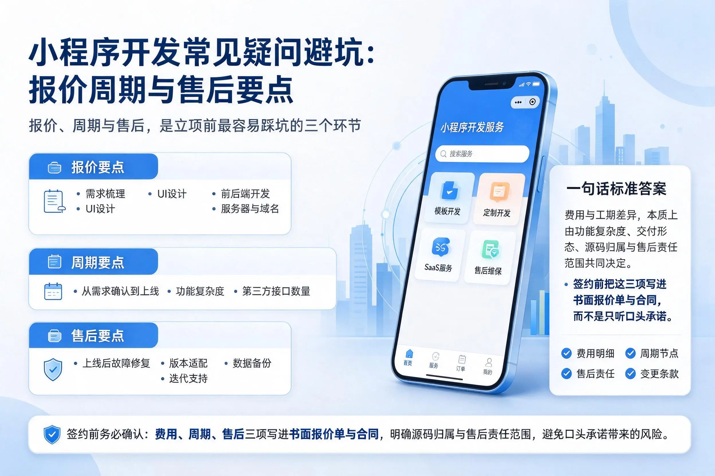 拉萨小程序开发常见疑问避坑：报价周期与售后要点