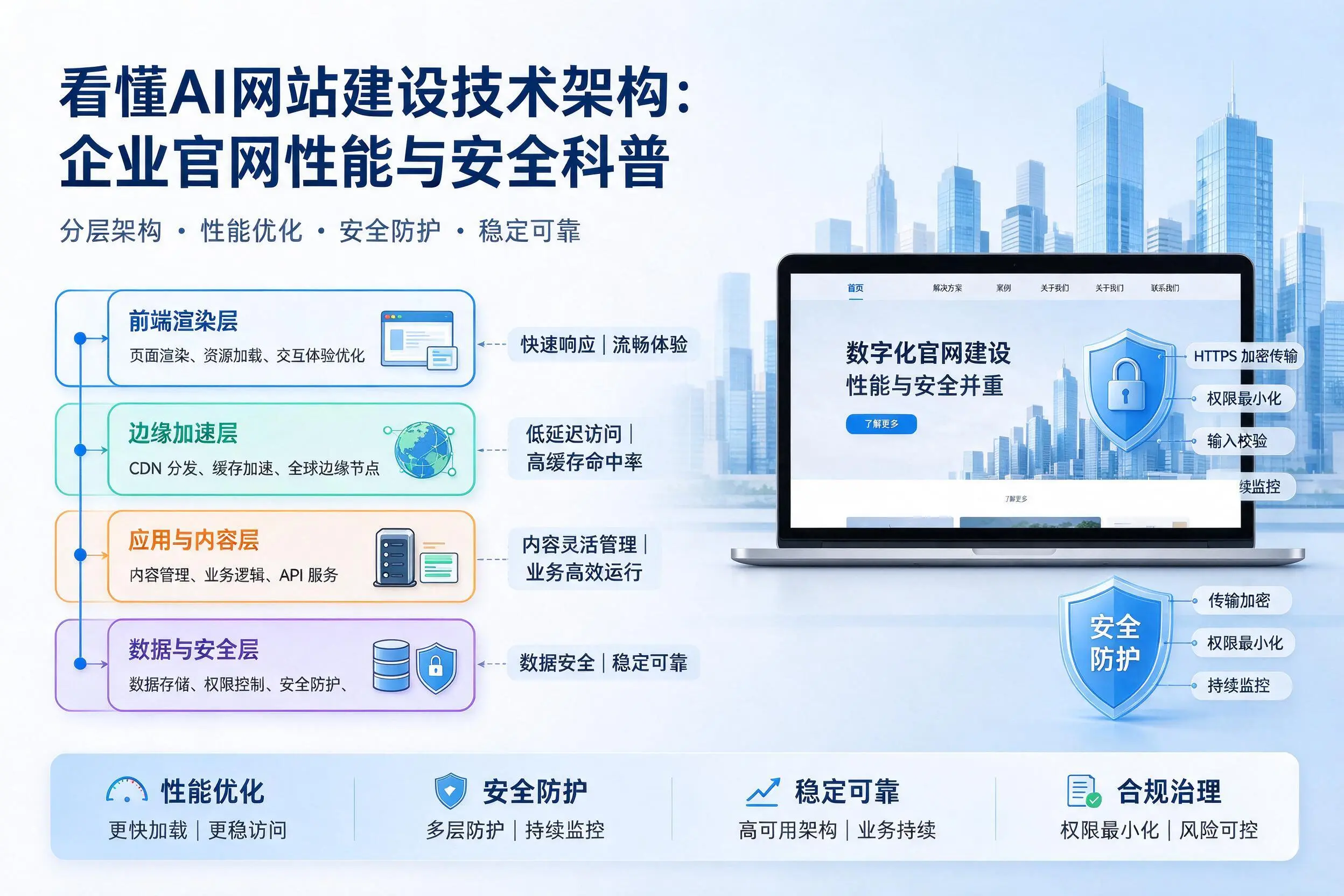 看懂AI网站建设技术架构：拉萨企业官网性能与安全科普