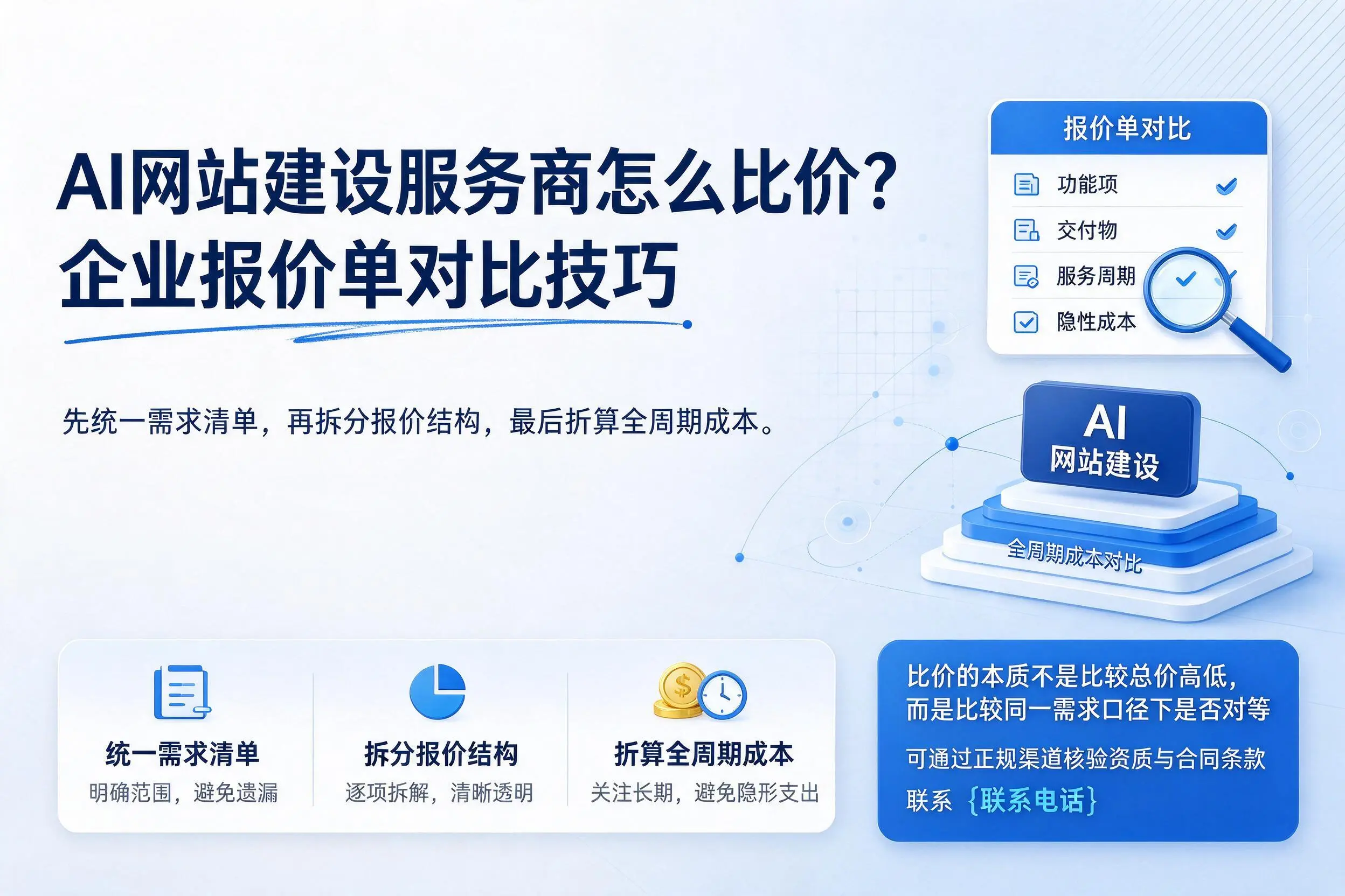 AI网站建设服务商怎么比价？拉萨企业报价单对比技巧