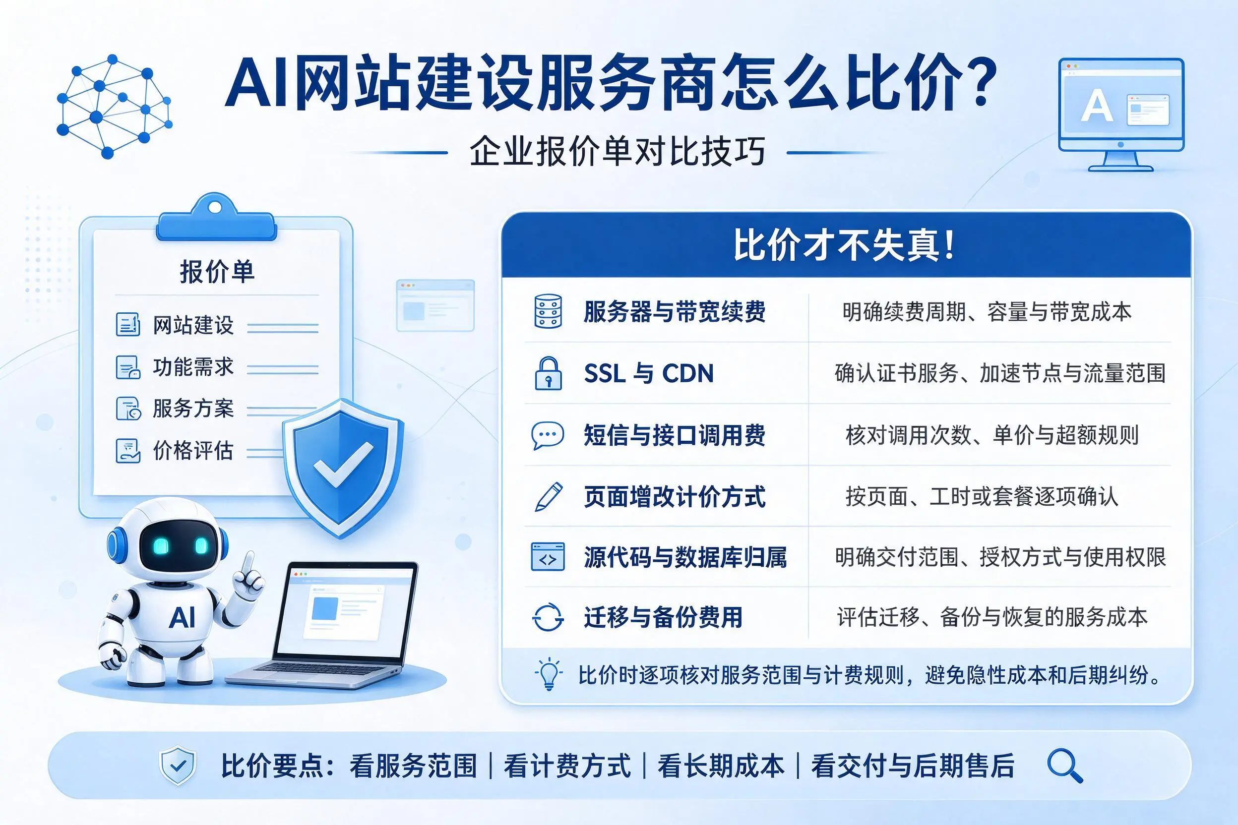 AI网站建设服务商怎么比价？拉萨企业报价单对比技巧